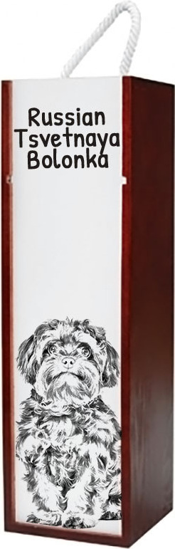 Bolonka, Russian Tsvetnaya Bolonka, Bolonka Zwetna - Weinbox mit Hund, Alkoholbox mit Grafik, personalisierte Geschenkbox der Marke Art-Dog