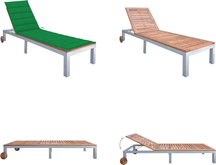 vidaXL Lehátko s podperou Akáciový masív Pozinkovaná oceľ - Lehátko - Lehátka - Drevené ležadlo - Drevené ležadlá