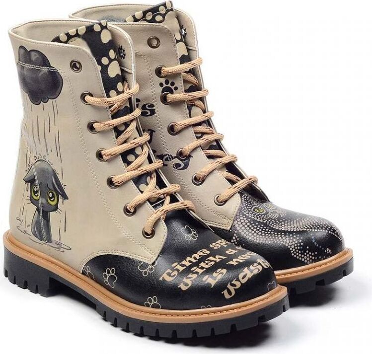 Damenschuhe Goby Schnürstiefeletten mit Katzen TMS102 35