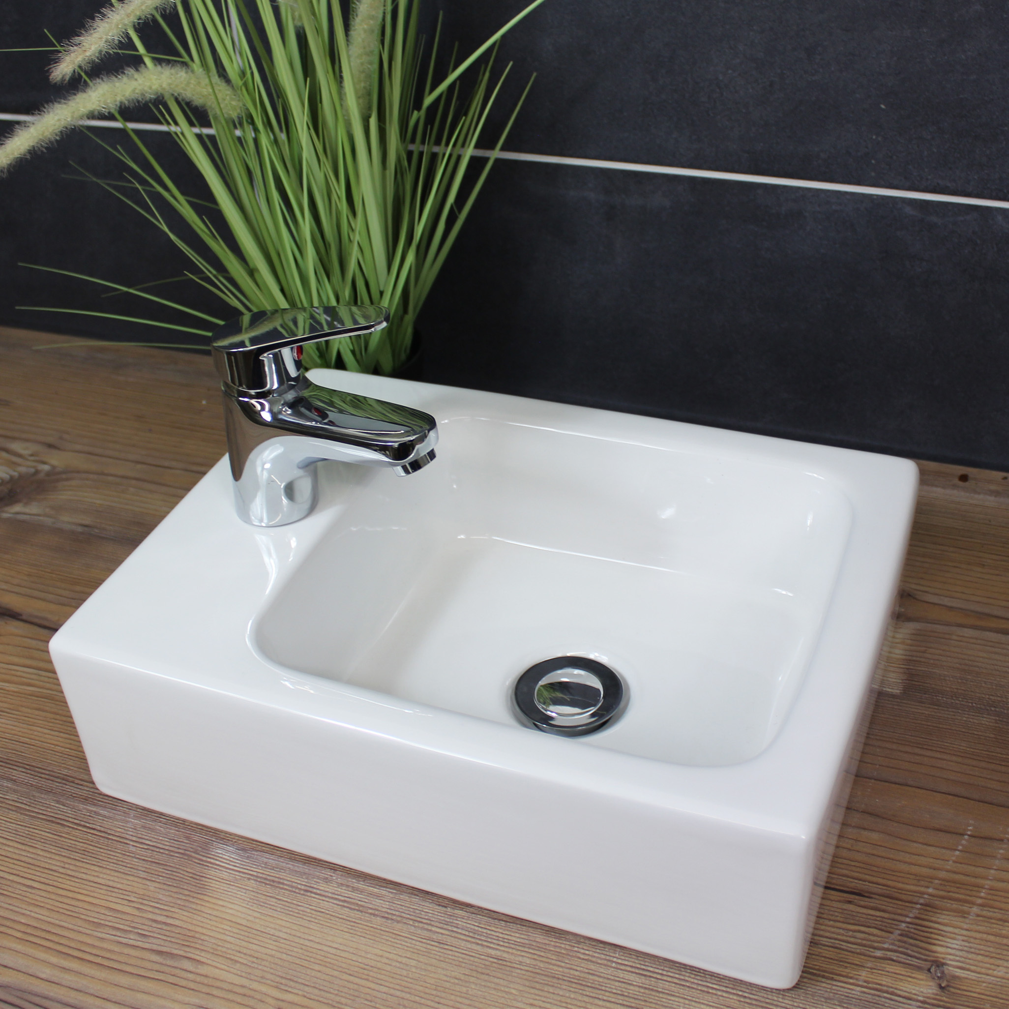 Arnusa Waschbecken Hängewaschbecken Aufsatzwaschbecken 38,5 x 28 cm Gäste-WC Wandwaschbecken Keramik 424