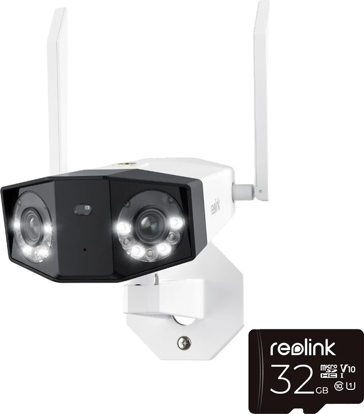 Kamera Reolink Duo 2 WiFi, vysoké rozlíšenie 8 Mpx, 180° uhol pohľadu, pevná ohnisková vzdialenosť, PAL, Duo 2 Wifi 32 GB pridať