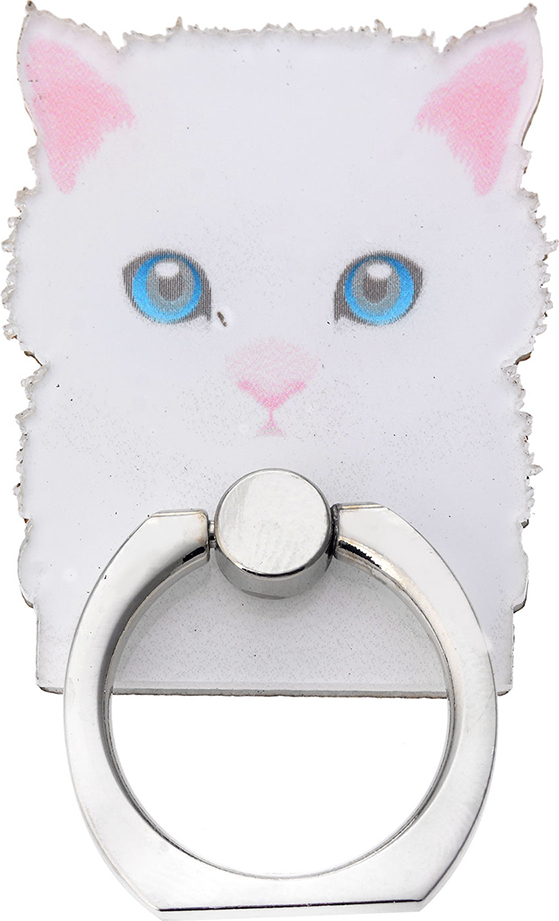 Clayre&Eef Melady Handy Ringhalter Katze Weiß Metall MLPR0013
