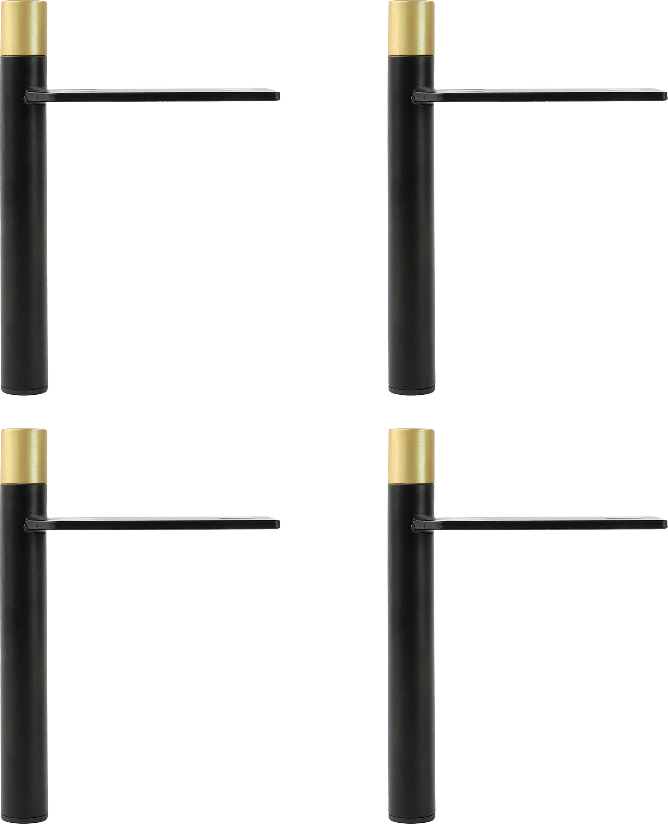 Natural Goods Berlin Möbelbeine OUTSTANDING, Möbelfüße für Betten, Sofas und Schränke, Schwarz, Gold, 16 cm, 4 Stück 4xMF_Outstand_schwarz_16_K_gold