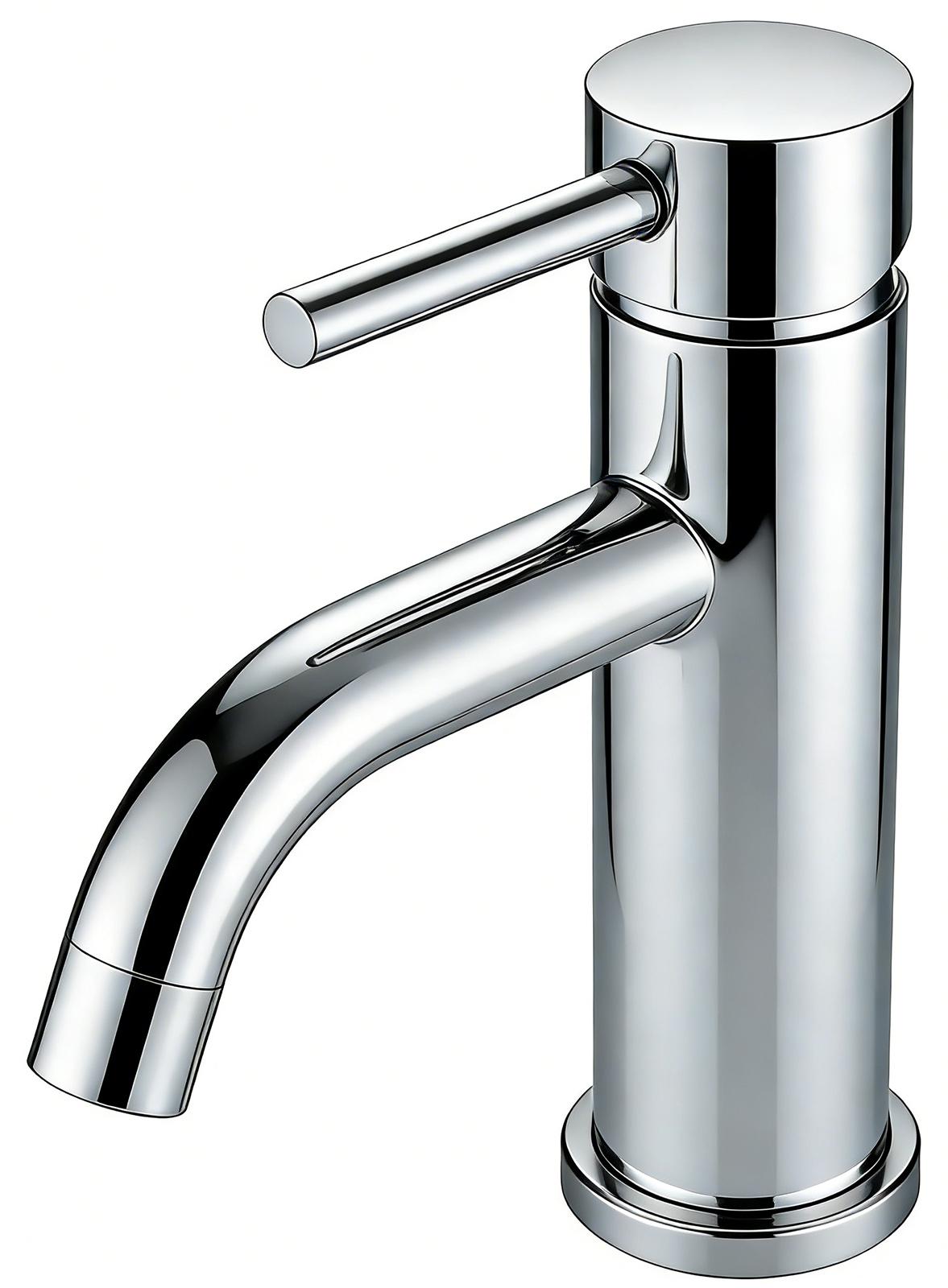 Aica Sanitär GmbH AICA Edelstahl Mischbatterie Waschbeckenmischer Niedriger Waschtischarmatur Wasserhahn Bad Chrom TZBA_A2_A-1816G