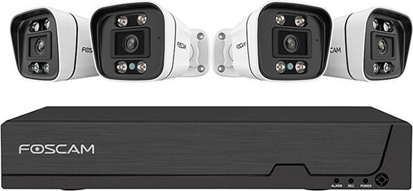 Foscam FNA108E-B4-2T LAN IP-UEberwachungskamera-Set 8-Kanal mit 4 Kameras 3840 x 2160