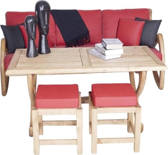AEA Komplett Dreisitzer Sofa Stilvolle Gartenmöbel 2x Hocker Holz Esstisch JVM4067282754676