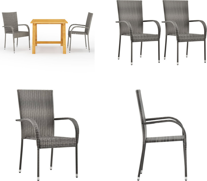 vidaXL 3-dielny záhradný jedálenský set sivý - Záhradný jedálenský set - Záhradné jedálenské sety - Záhradný nábytok - Záhradný set nábytku