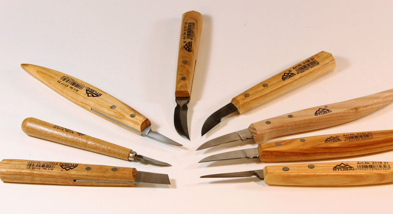 Produktbild von STUBAI Schnitzersatzset Kerbschnitzmesser Set Serie 52, 6-teilig - Balleisen 5 Mm & 10 Mm + Hohleisen 4 Mm, 6 Mm, 10 Mm & 12 Mm, Schnitzeisen Mit Holzgriff, Geschärft, Zur Bearbeitung Von Holz