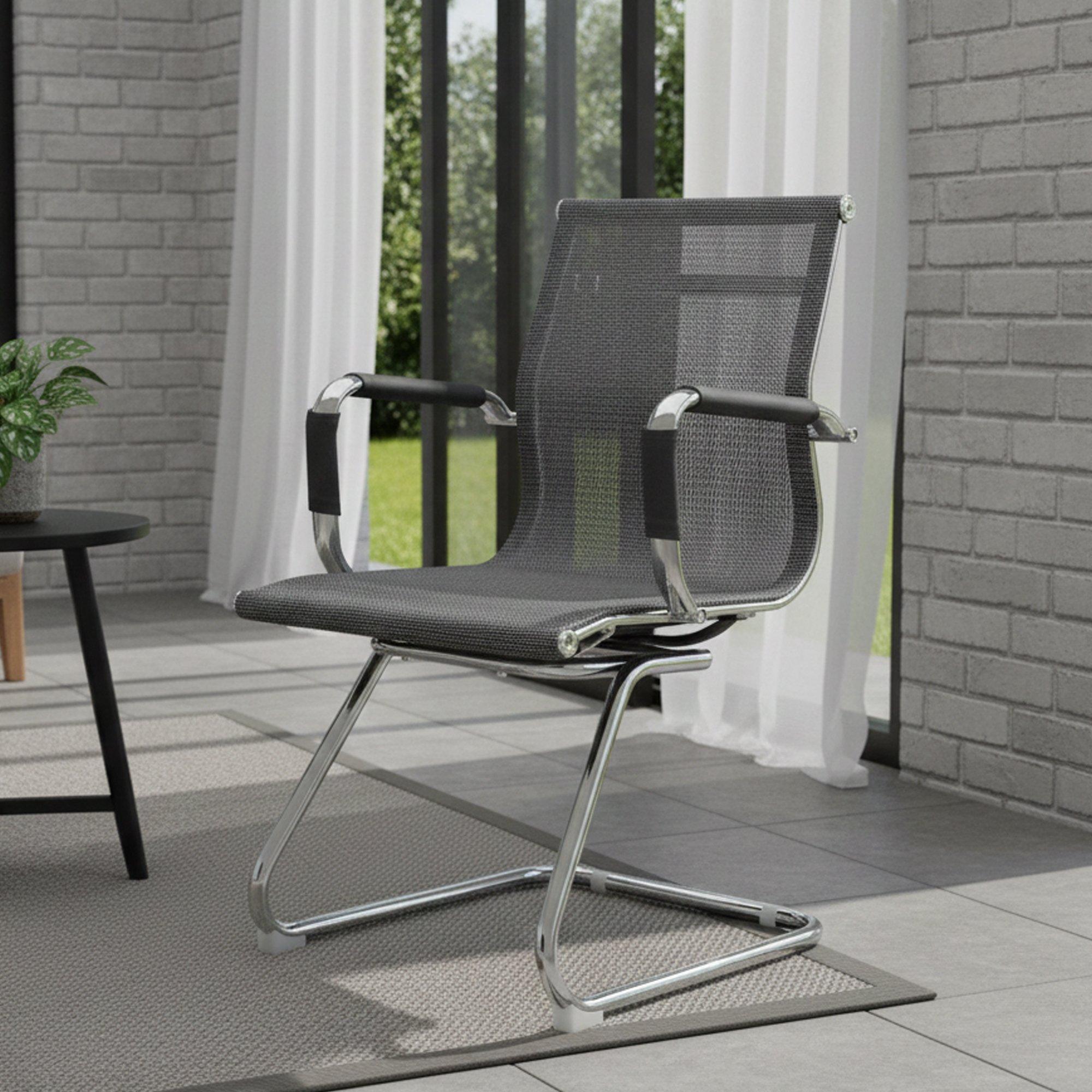 Dmora Bürostuhl Dgoldon, Wartezimmerstühle mit Armlehnen, Ergonomischer Wartezimmerstuhl, 62x54h89 cm, Grau