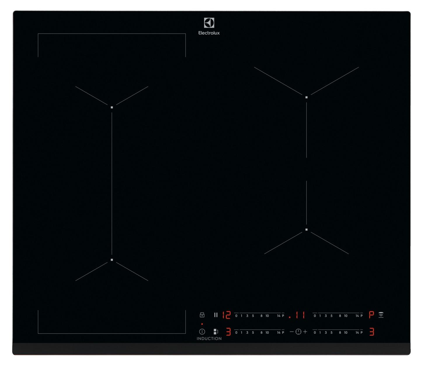 Electrolux CIL63443, Čierna, Vstavaný, 60 cm, Indukčná varná doska so zónami, Sklokeramická, 4 zone(s)