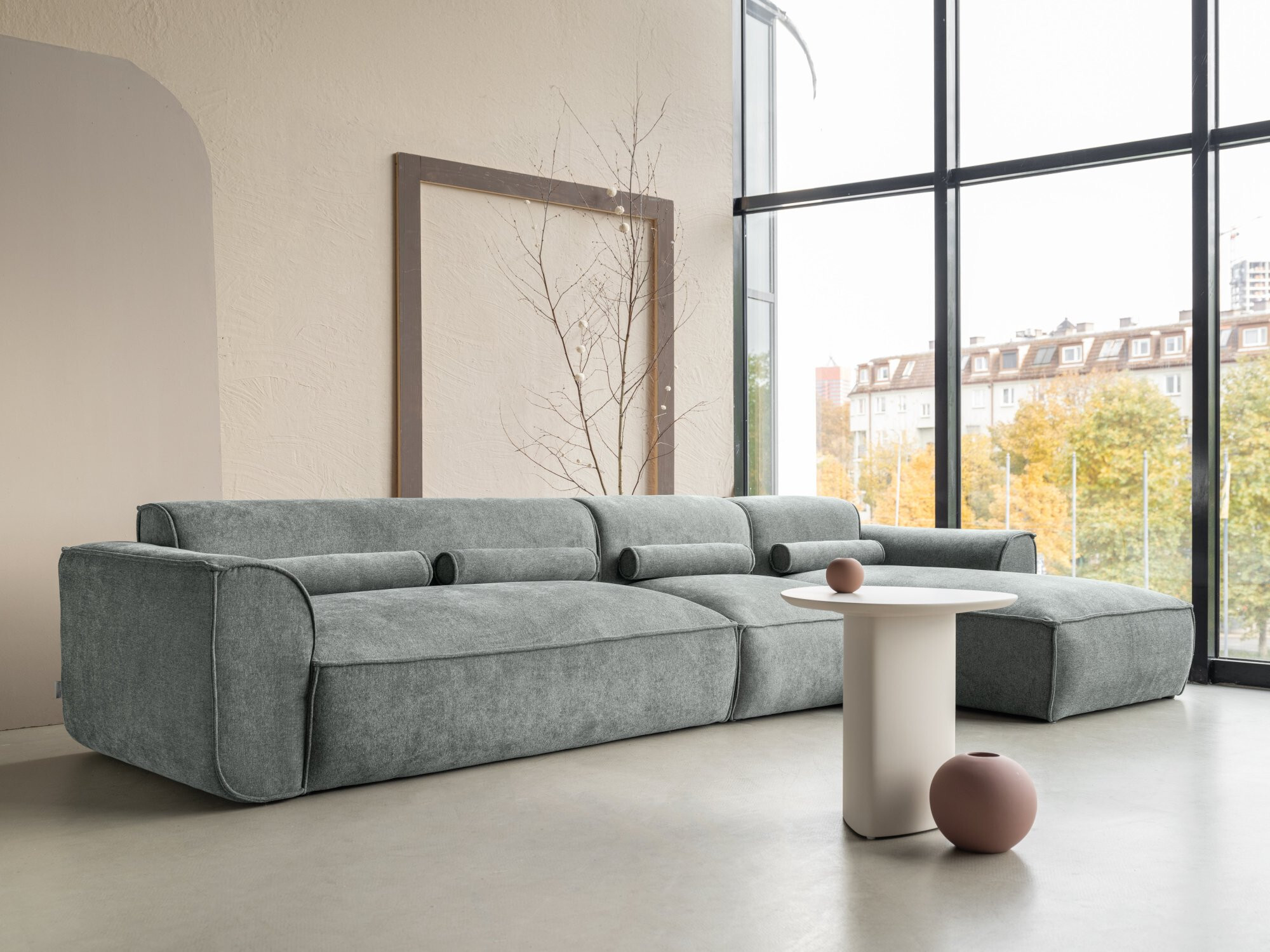 MIUFORM Flex Felix Modulares 6-Sitzer Ecksofa MIUFORM Flex Felix Modulares Ecksofa L-FORM LINKS - 340 x 154 cm - Olive - Sofa Couch 2036SO37