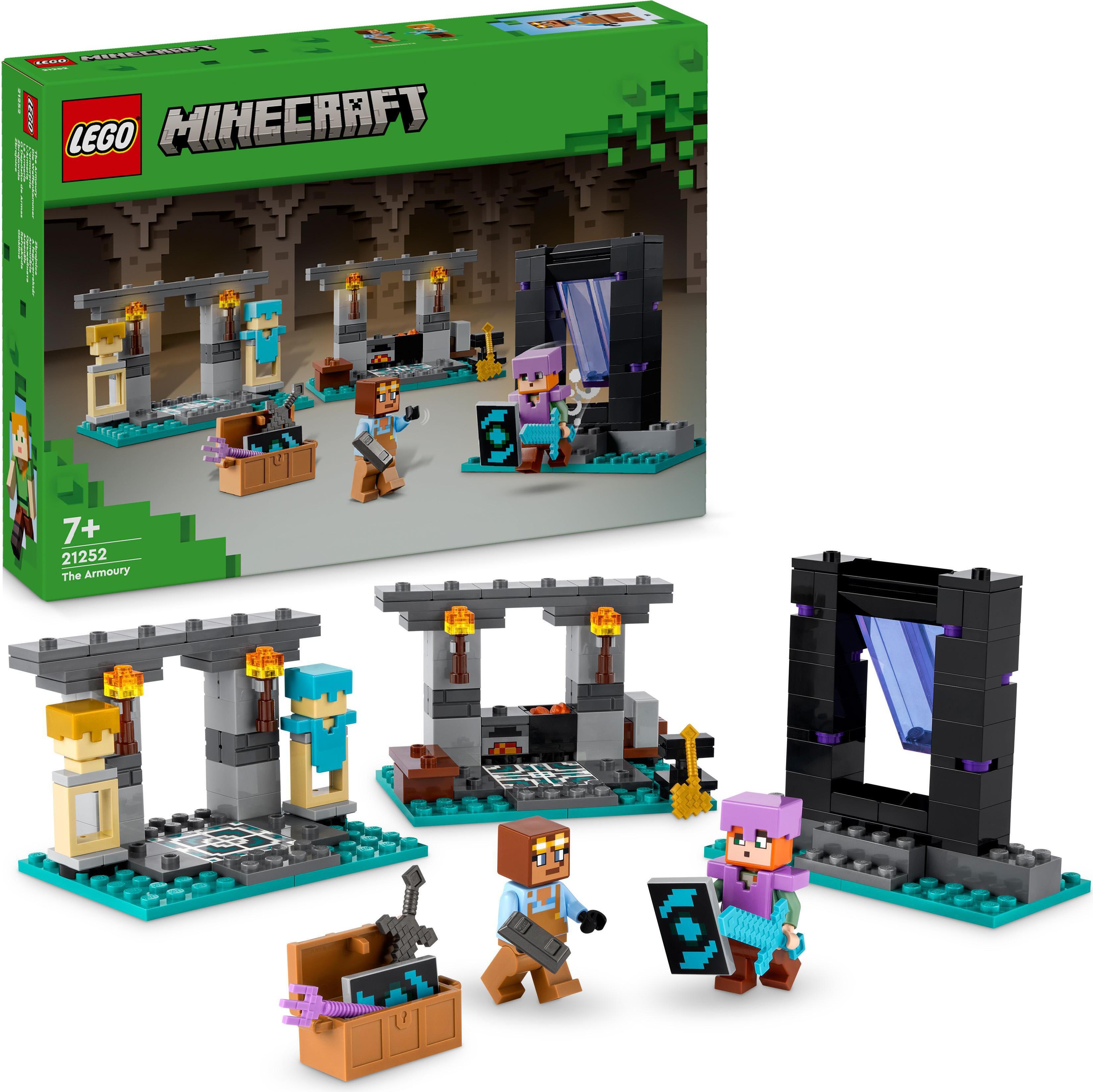 LEGO Minecraft Die Waffenkammer, Gaming-Set mit Heldenfiguren, Spielzeug-Waffen und Alex-Figur, Action-Spielzeug für Jungs und Mädchen, Geschenk für für Gamer und Kinder ab 7 Jahren 21251