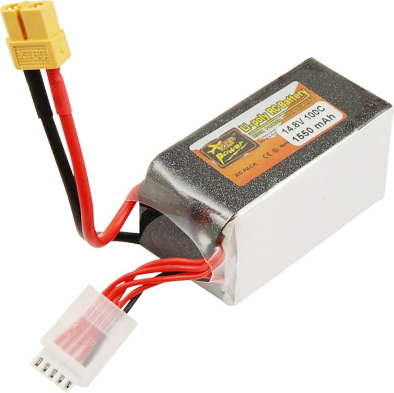 Avizar, Li-Polymer Akku 1.55A für FPV Drohne 4S 100C XT60 Plug 14.8V, Schwarz BAT-31281