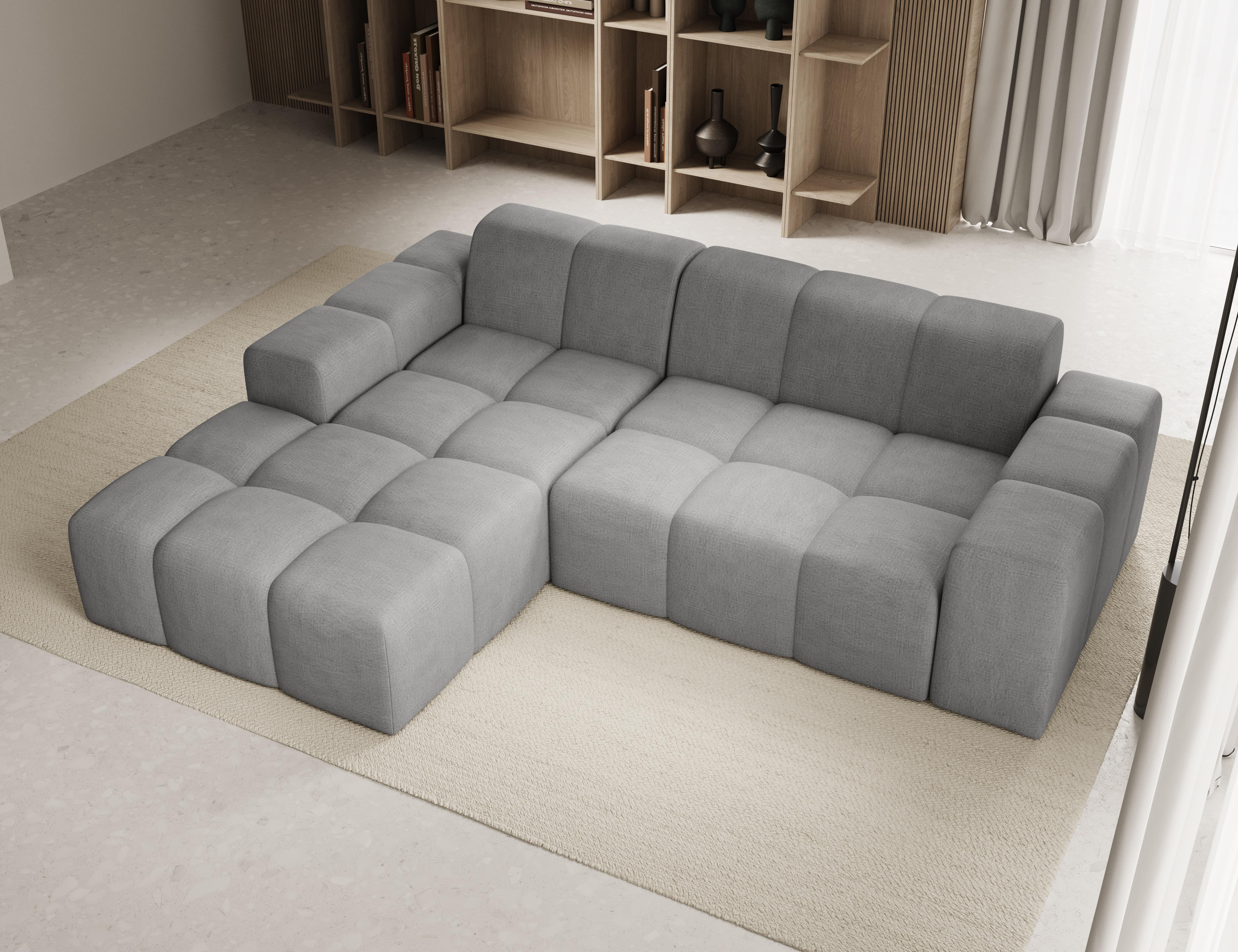 möbelfest Sofa ohne Schlaffuktion, Ecksofa L-Form Veloursstoff, Links Sofa, Grau Fogo