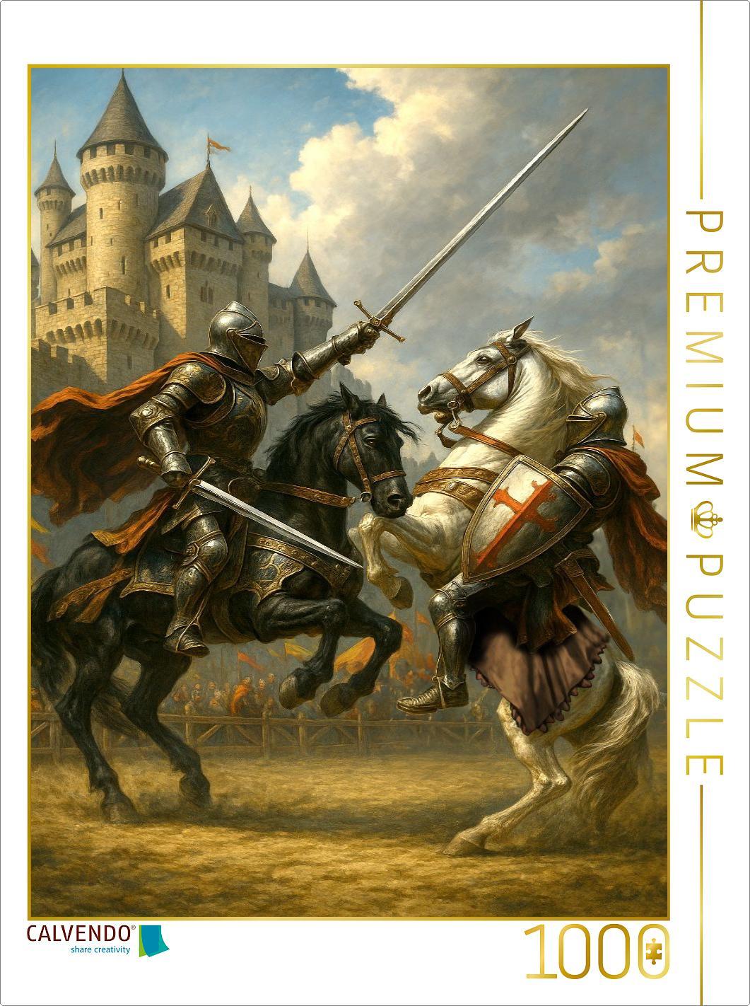 CALVENDO Puzzle Ritter im Turnierkampf | 1000 Teile Lege-Größe 64x48cm Foto-Puzzle für glückliche Stunden