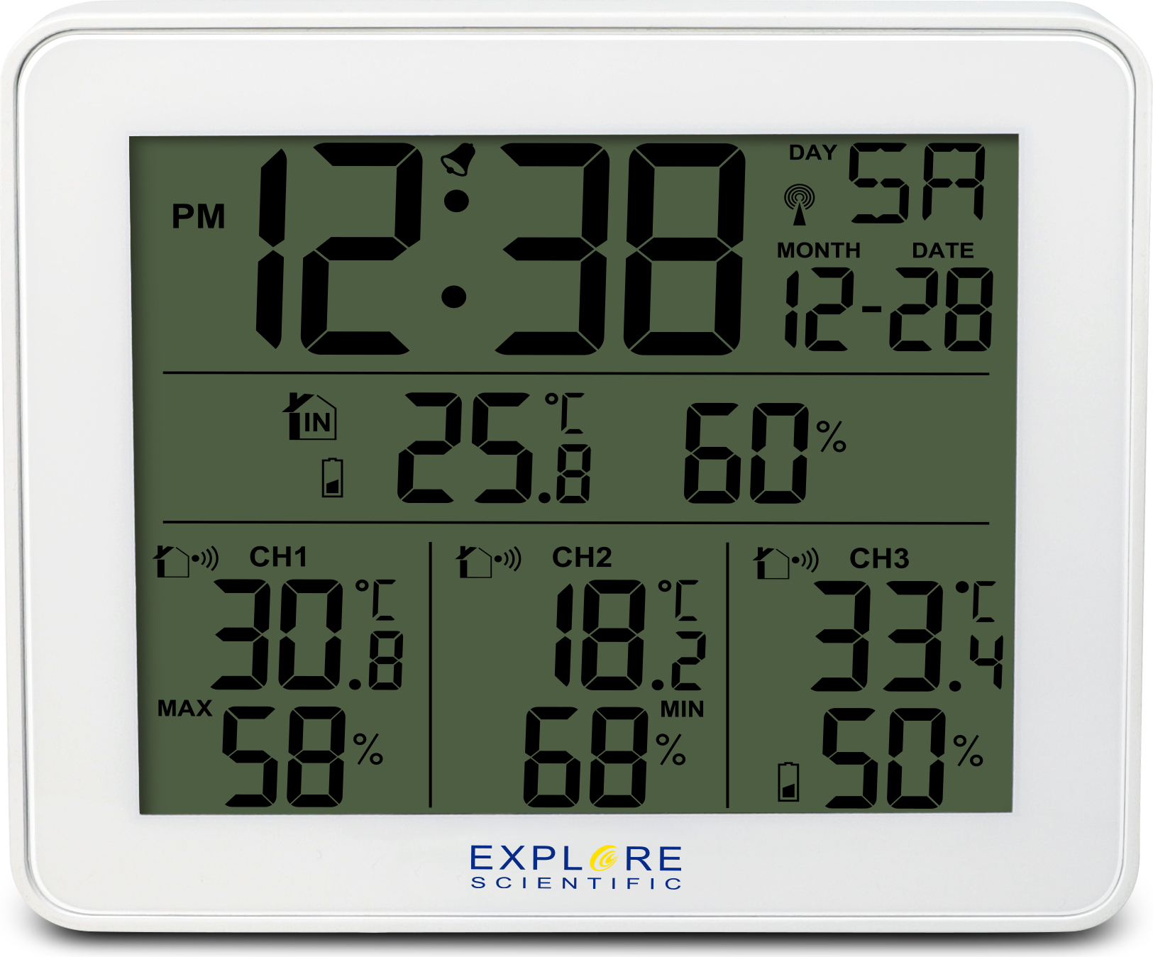 Explore Scientific WSH4003, Weiß, Innen-Thermometer, Außen-Thermometer, Hygrometer, Thermometer, Hygrometer, Thermometer, 0,1 °C, LCD WSH-4003