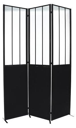 Northix Noam Faltparavent, schwarzes Metall und Glas