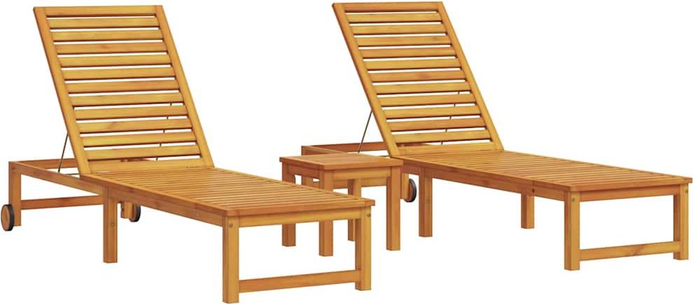 Sonnenliege 3 pcs Braun 35 x 35 x 34cm Massivholz Akazie