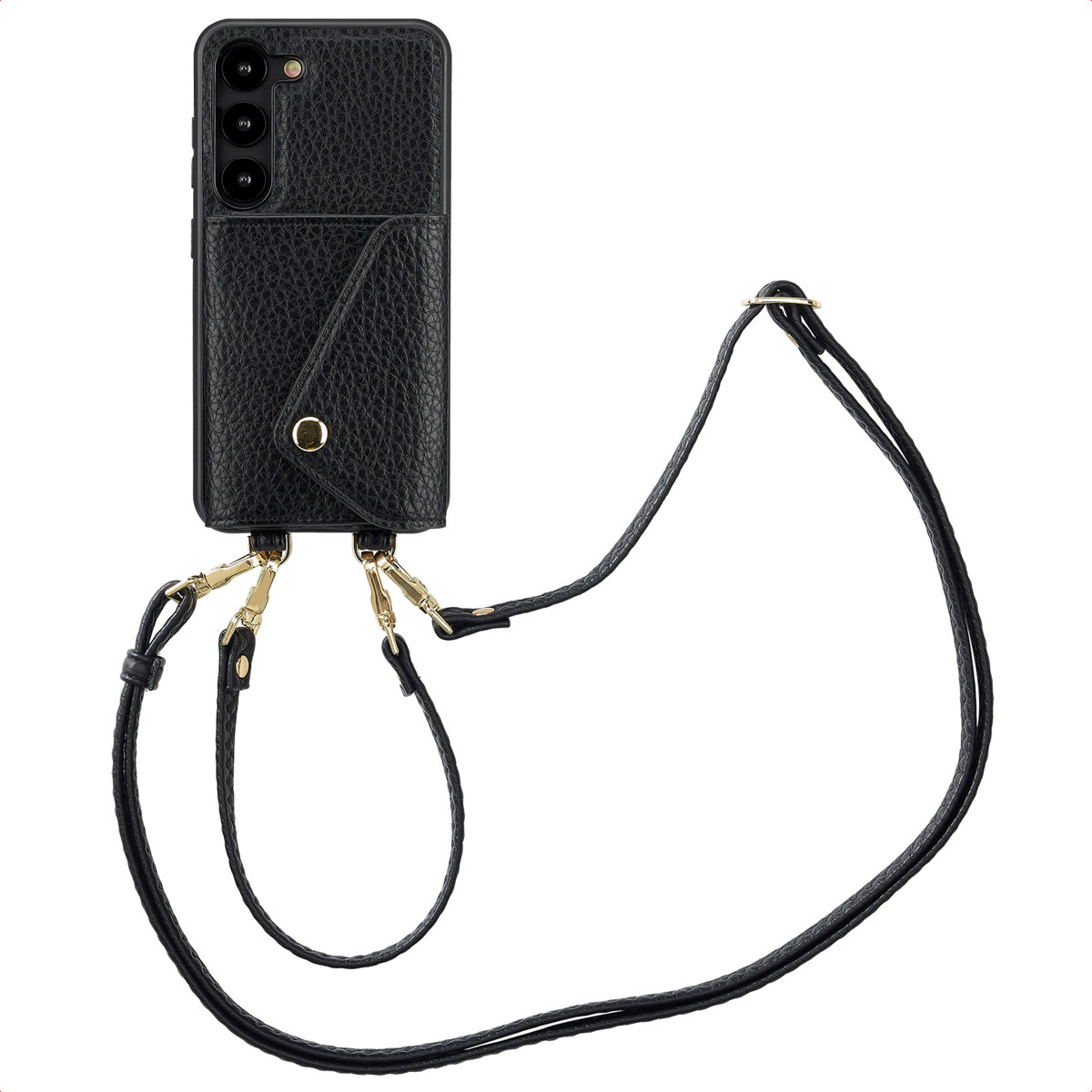 Puzdro na telefón Selencia Sera s káblom a obálkovým puzdrom na kartu pre Samsung Galaxy S23 - čierne