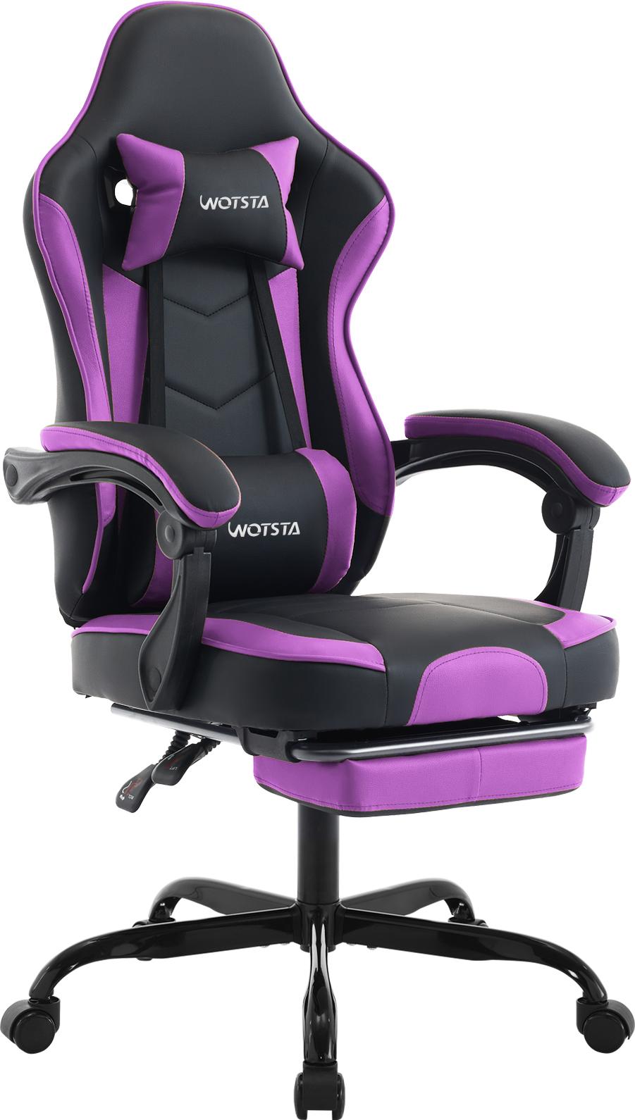 Lanki International GmbH Gaming Chair Computerstuhl Ergonomischer Gaming Stuhl mit Fußstütze Bürostuhl Ergonomischer Computerstuhl mit Lendenwirbelstütze SchwarzViolett