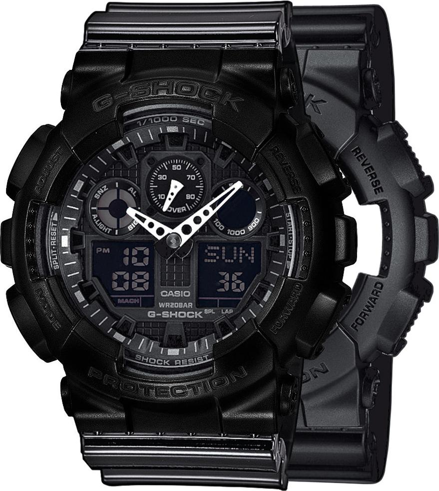 Casio G-Shock SET GA-100-1A1ER hodinky + BEZEL 10523429 + BAND 10378391 20BAR