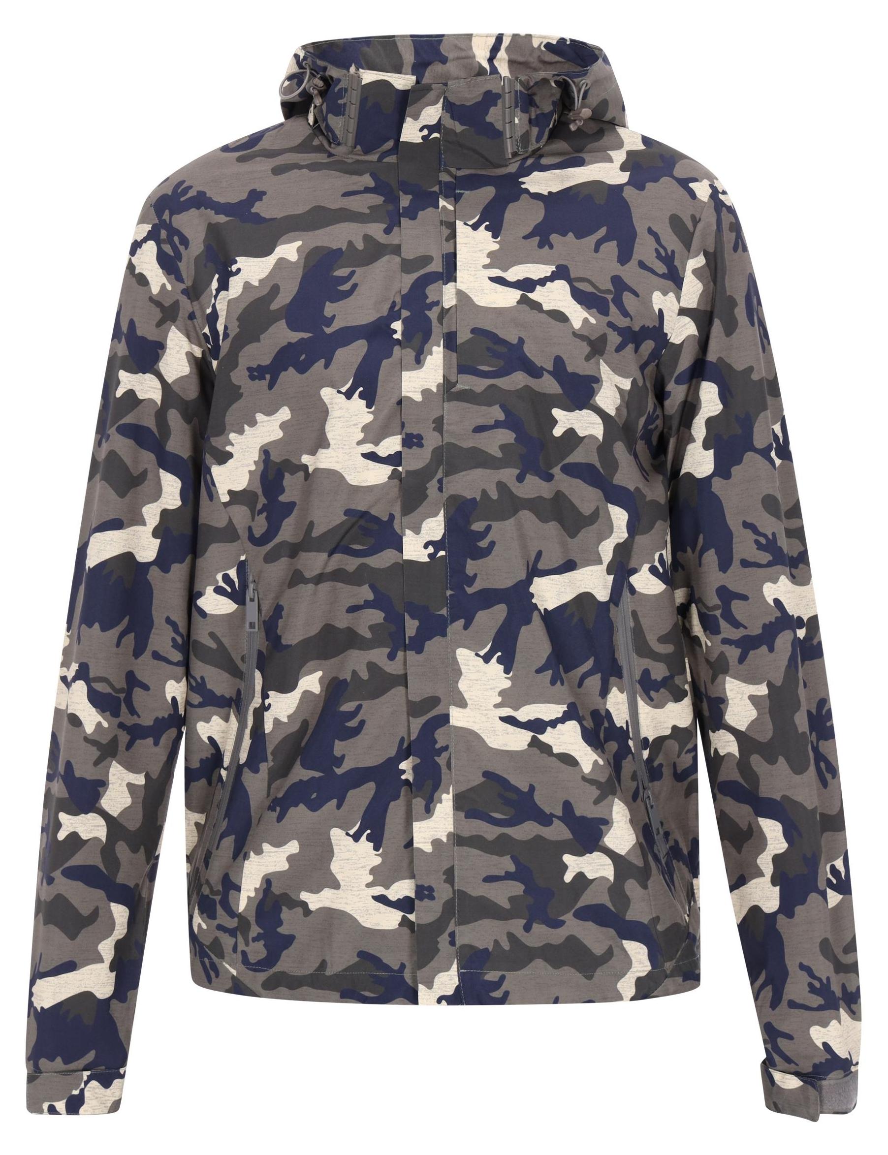 Jika Herren Übergangsjacke S in Blau mit Kapuze und ansprechendem Muster