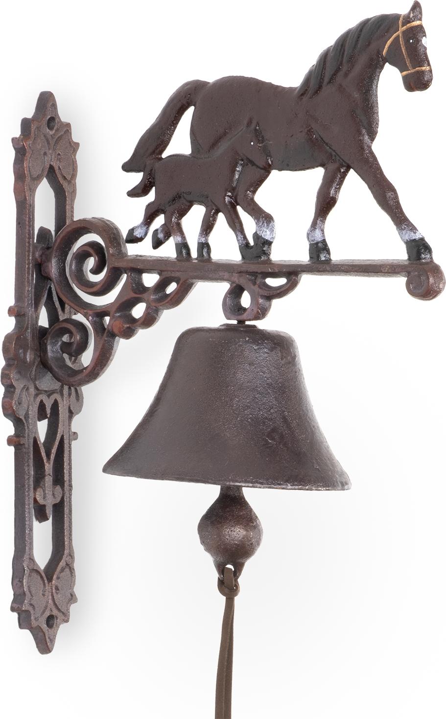 Moritz Deko Glocke Pferd mit Fohlen 63 x 14 x 27 cm I Wandglocke I Glocke Haustür I zum Aufhängen I Türglocke Gusseisen I Gartenglocke I Retro I Antik I Shabby