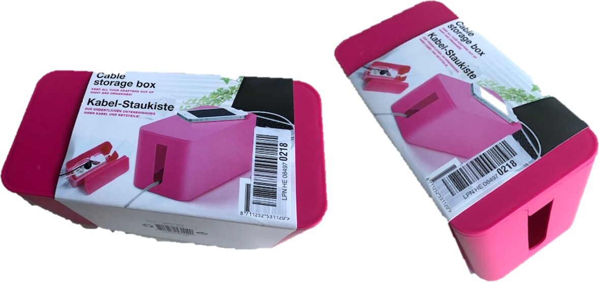 WAK INNOVATION Kabelbox „Mini“ mit Deckel & Gummifüßen (Organizer zur Vermeidung von Kabelsalat, Aufbewahrungsbox zum Verstecken von Steckdosenleisten, Adaptern & Kabeln, Schutz von Kindern & Tieren) 224