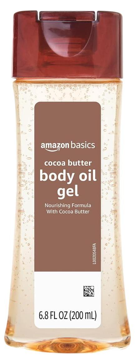 Körperöl-Gel, Amazon Basics, Body Oil Gel, spendet Feuchtigkeit und verleiht Glanz, mit Kakaobutter, 200 ml