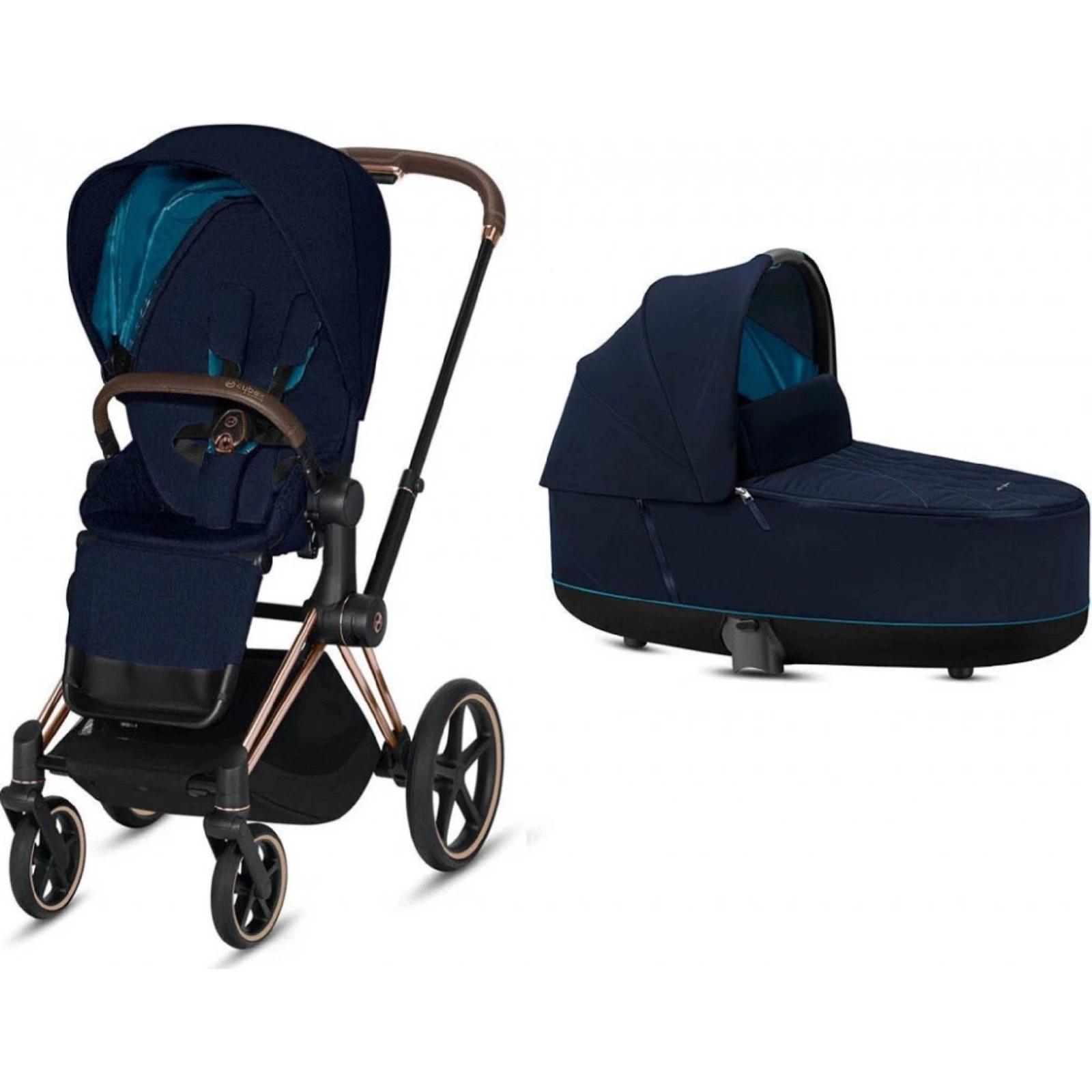 Kinderwagen 2 in 1 SET Cybex Priam 3 Rosegold Nautical Blue