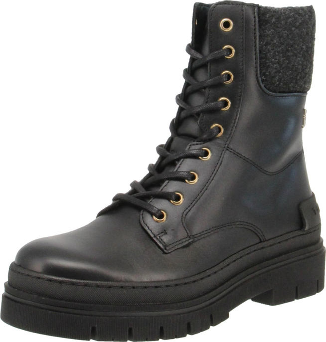 Tommy Hilfiger Feminine Felt Bootie dámske šnurovacie topánky black, Veľkosť topánok:39 EU