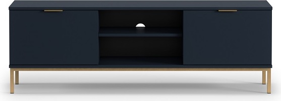 FURMEB Patryk Hojka Furmeb24 - PULA D2 - Zweitriger Funktioneller RTV-Schrank auf hohen Fen mit geraden Metallbeinen , Marine-Matt.