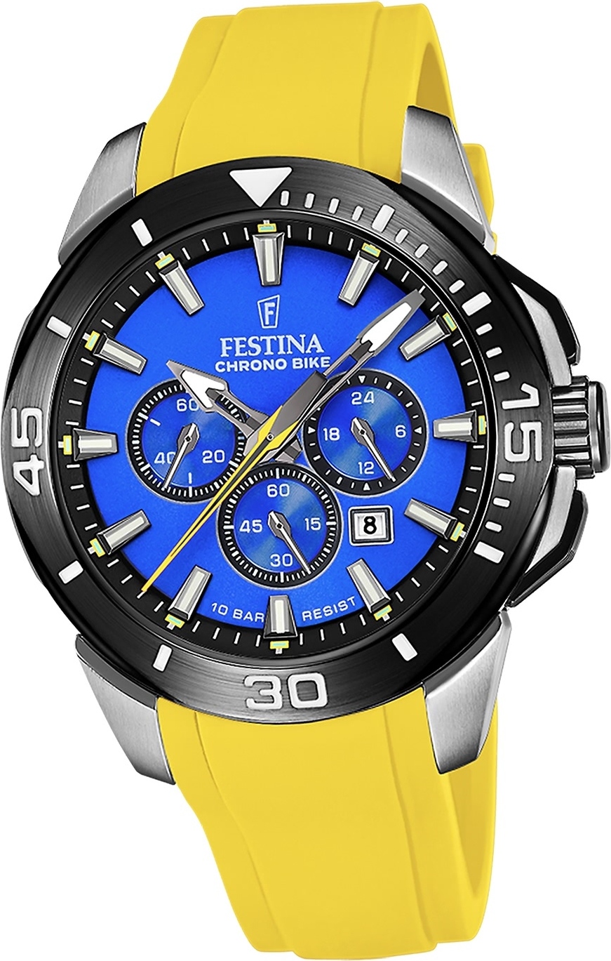 Festina pánske hodinky silikónové žlté Festina Chrono bike náramkové hodinky D2UF20642/D