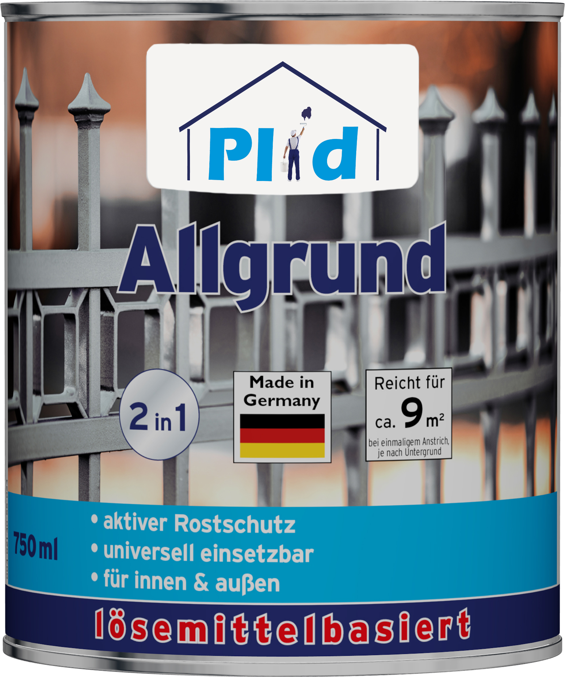 Plid Allgrund Rostgrundierung 0,75L Weiß für ca. 9m² – Aktiver Rostschutz & Haftgrund für Metall, Eisen & Stahl – Korrosionsschutz Grundierung