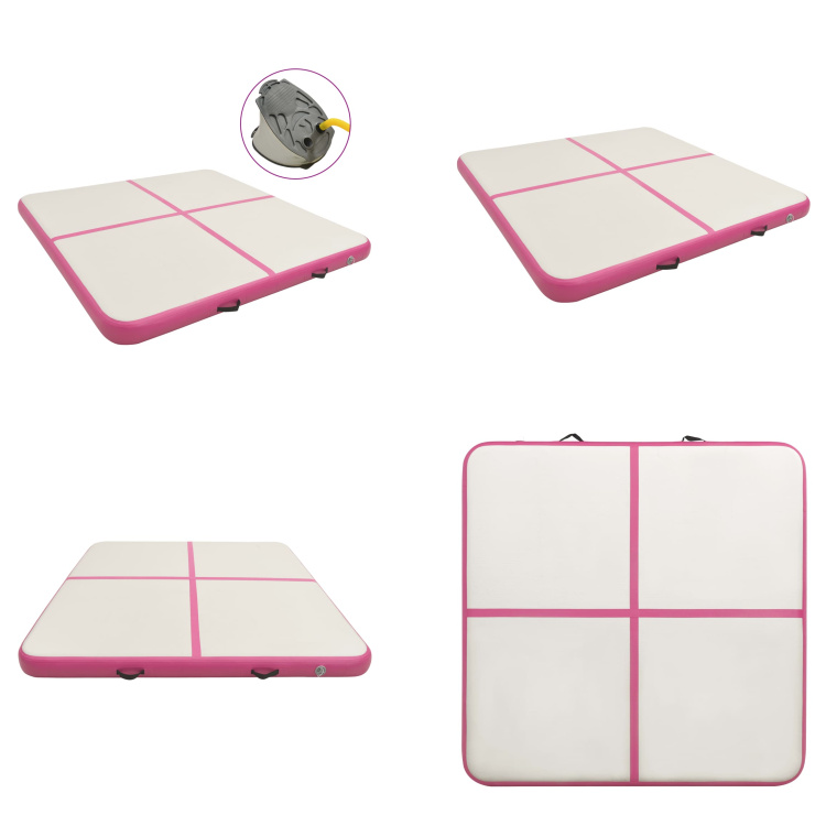 vidaXL Aufblasbare Gymnastikmatte mit Pumpe 200x200x10 cm PVC Rosa - Gymnastikmatte - Gymnastikmatten - Gymnastik Yoga Matte - Gymnastik Yoga Matten HL92694