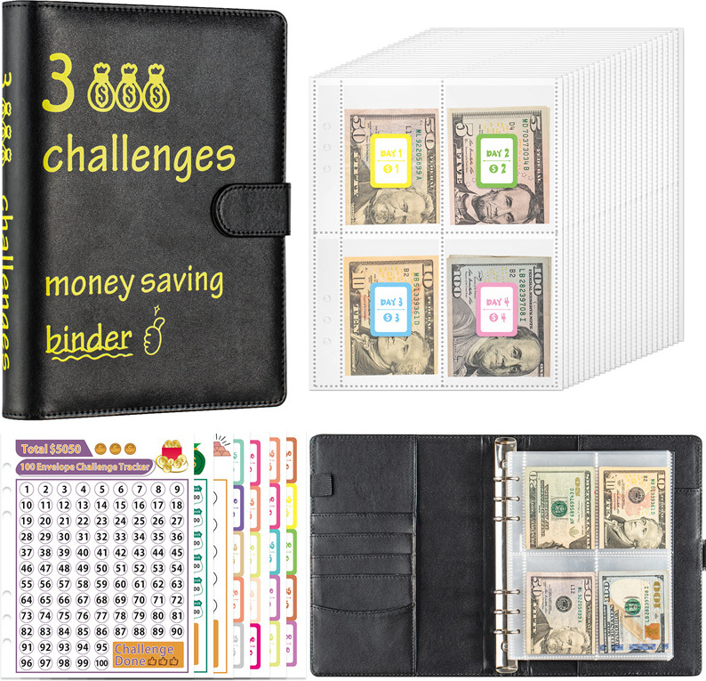 INF 100 Tage Geldspar-Challenge-Buch (A5-Taschenausgabe) Schwarz 357081