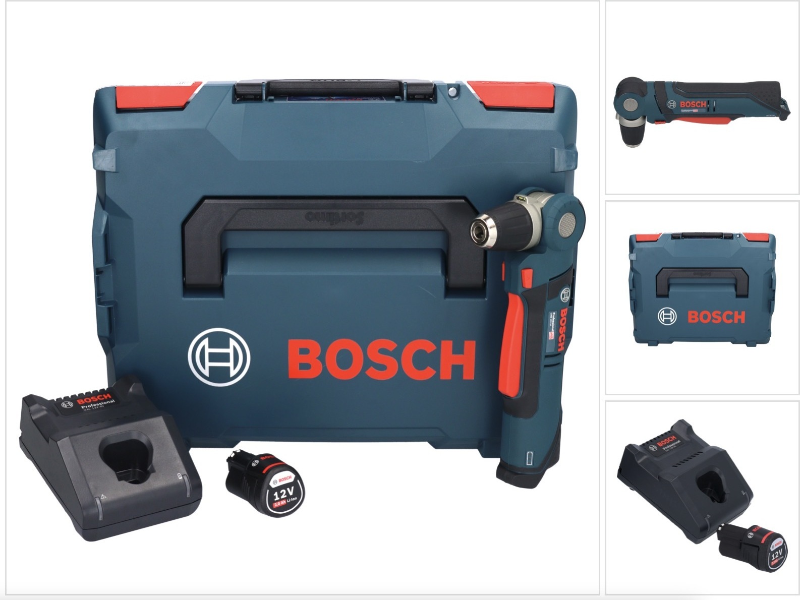 Akumulátorová uhlová vŕtačka Bosch Professional GWB 12V-10 12 V + 1x akumulátor 2,0 Ah + nabíjačka + L-Boxx