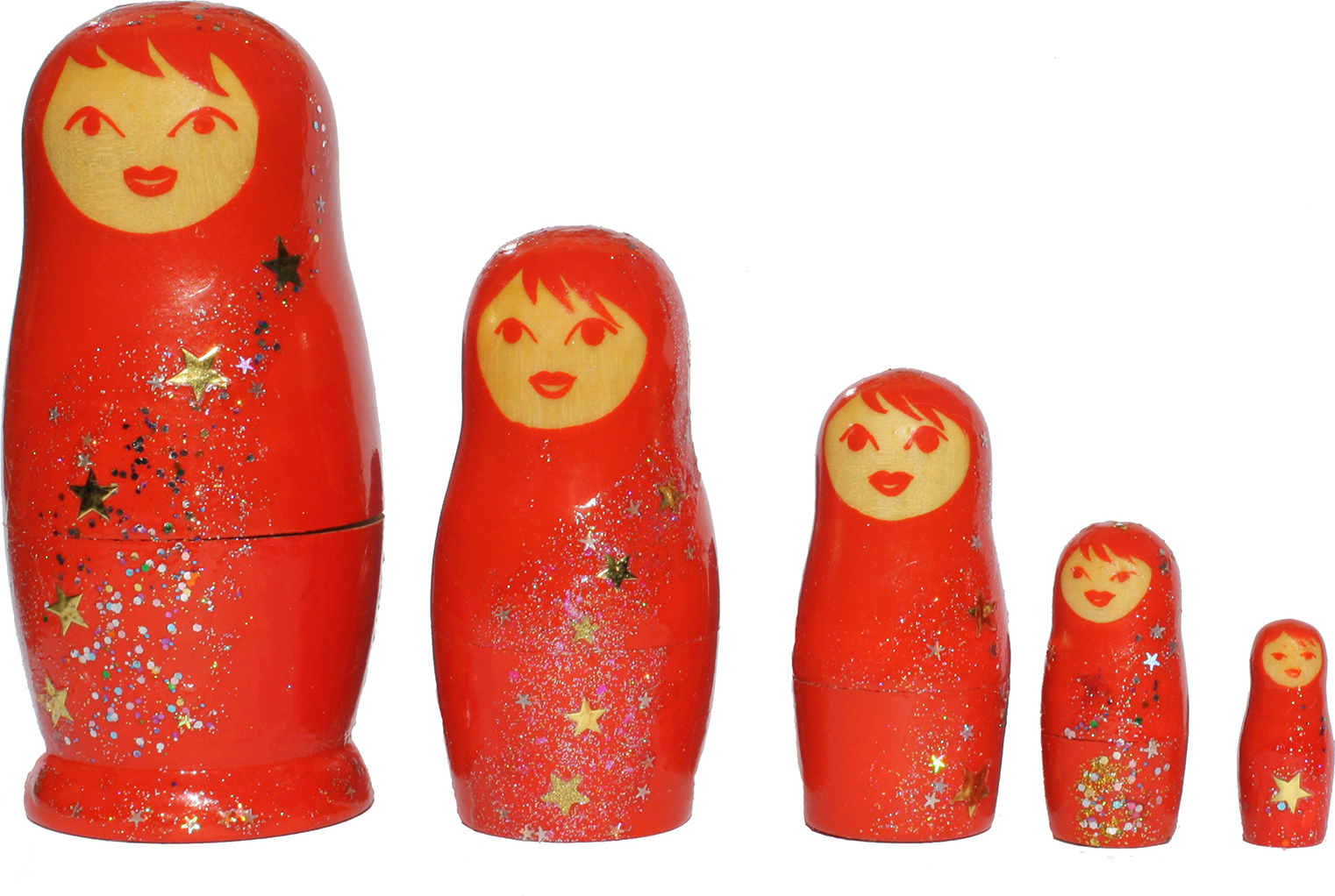 Semenovskaya Rospis Matroschka Babuschka Sternchen Holzfiguren 5 Puppen 11cm 3-23