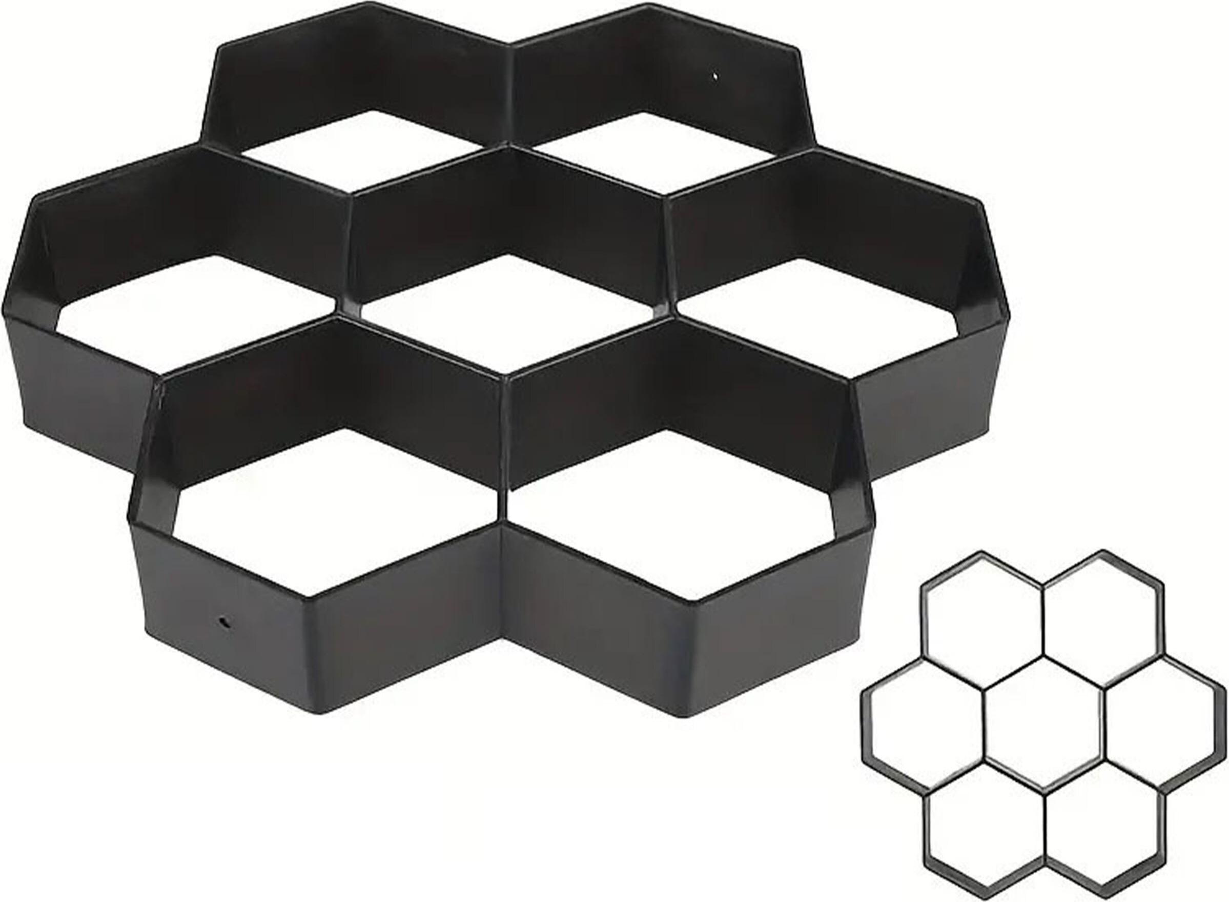 Relaxdays Pflasterform Bienenwabe, 2er Set, 30 x 30cm, Pflastersteine streichen, Garten, Beton-Gießform, PP, schwarz 10051157_0