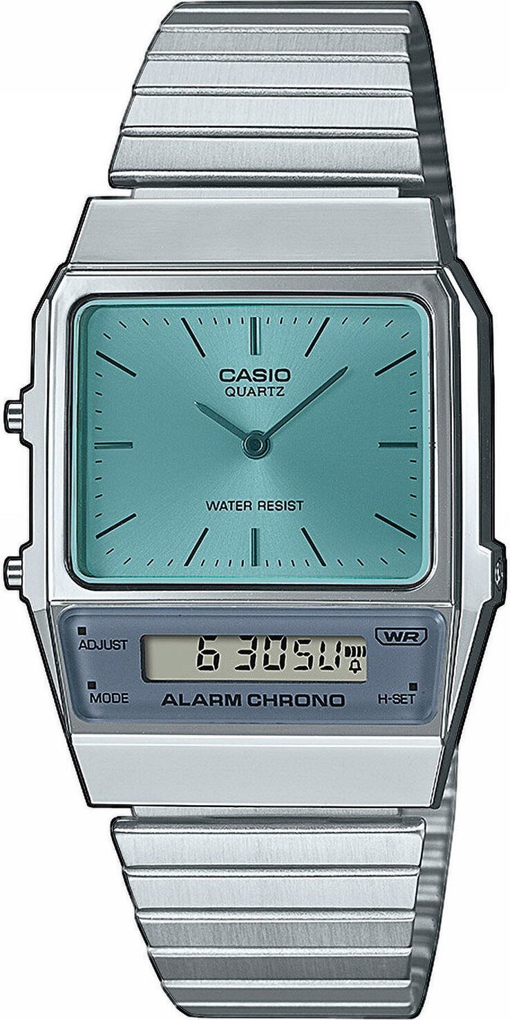 Casio Collection W-215H-8AVEF - Orologio Digitale Unisex Con Retroilluminazione LED - Cronometro, Allarme, Calendario - Grigio E Blu