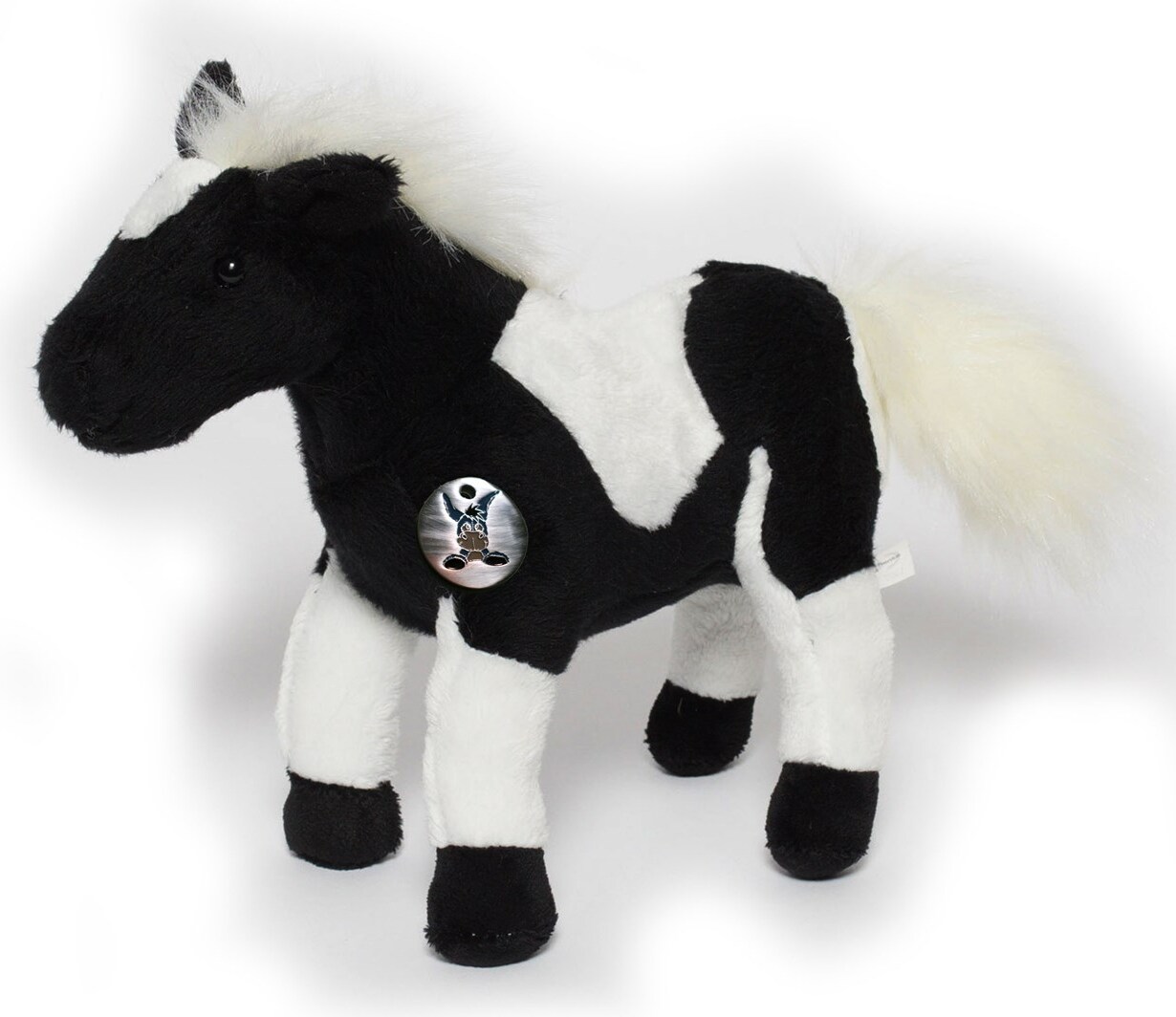 Kuscheltiere*biz Pferd Pony Kuscheltier Indianerpferd Schecke Pinto schwarz-weiß Plüschtier NANDO KT531507