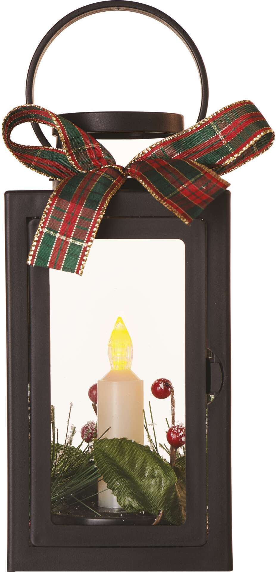 EMOS Lanterne De Noël LED Avec Voiture Rouge Et Boule à Neige - Lumière Chaude, Minuterie, Piles - Décoration Intérieure Festive