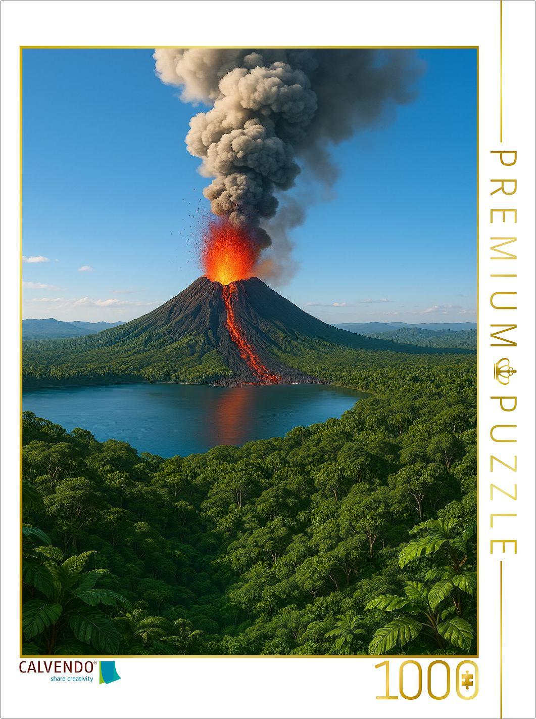 CALVENDO Puzzle Fackel in der Landschaft - Vulkanausbruch | 1000 Teile Lege-Größe 64x48cm Foto-Puzzle für glückliche Stunden