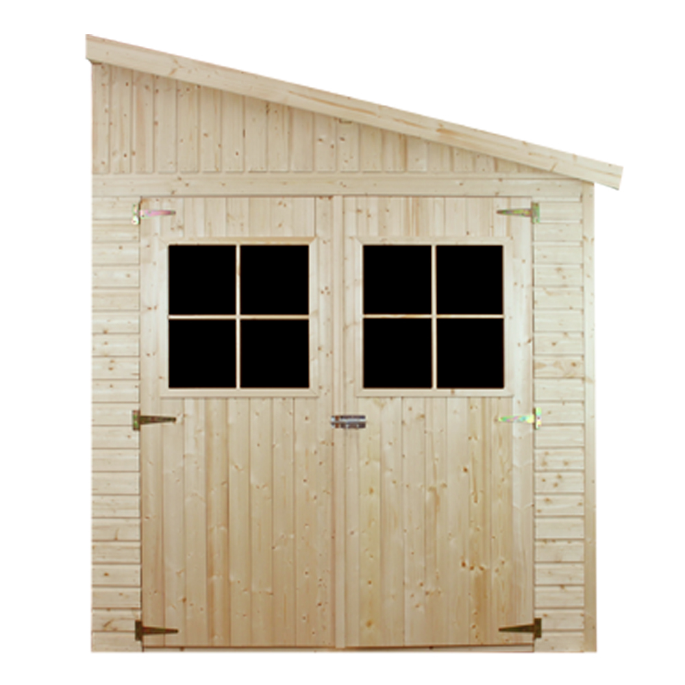 Holz Gartenschuppen (mit Seitenwand) - Abstellkammer mit Fenstern - H244x216x416 cm/8 m2 Naturholz-Shiplap-Schuppen - Gartenwerkstatt - TIMBELA M340A