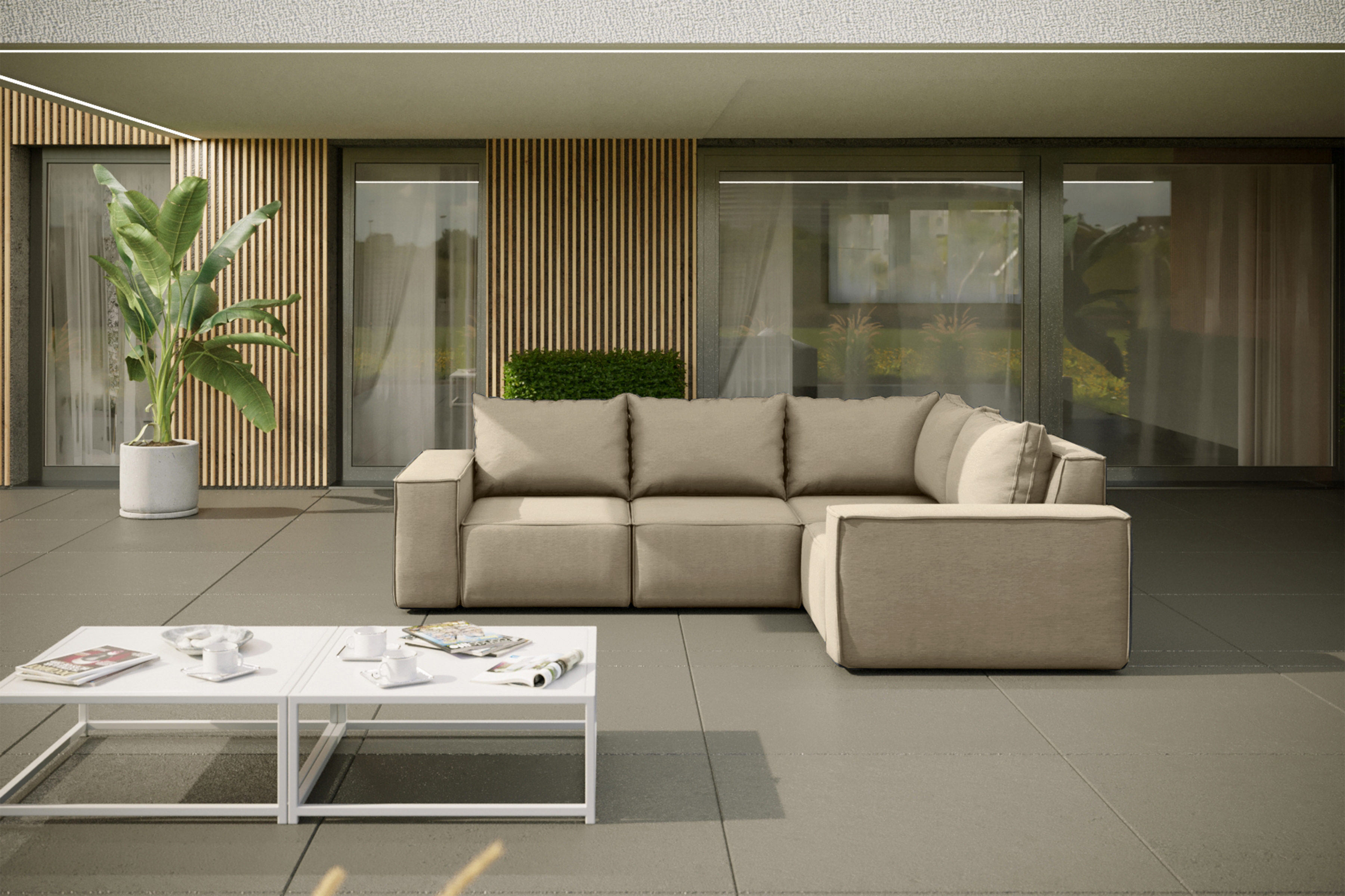 Kaiser Möbel Gartenmöbel Ecksofa für den Garten SONNE, die Terrasse, den Hof, gemütliche groß, Gartenmöbel eckcouch Beige Links