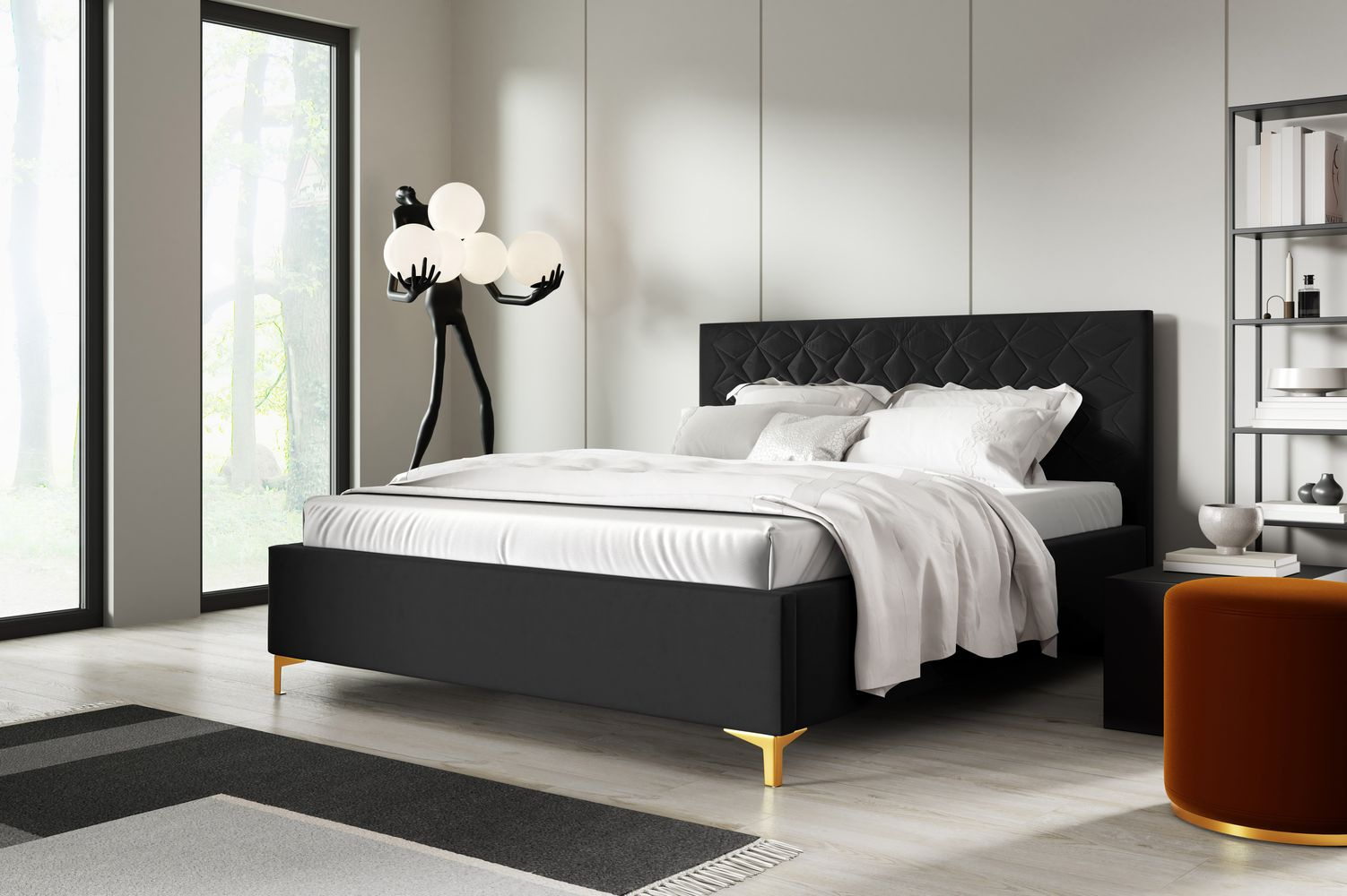Čalúnená posteľ 120x200 ODETA 2 - čierna