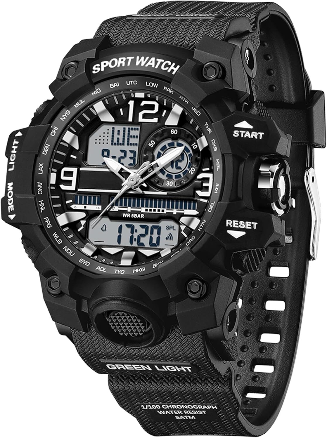 findtime Armbanduhr Damen Digital Sportuhr für Teenager Mädchen, Weiß Digitaluhr Analog Display Militär Wasserdicht Uhren Wasserbeständig bis 5 ATM