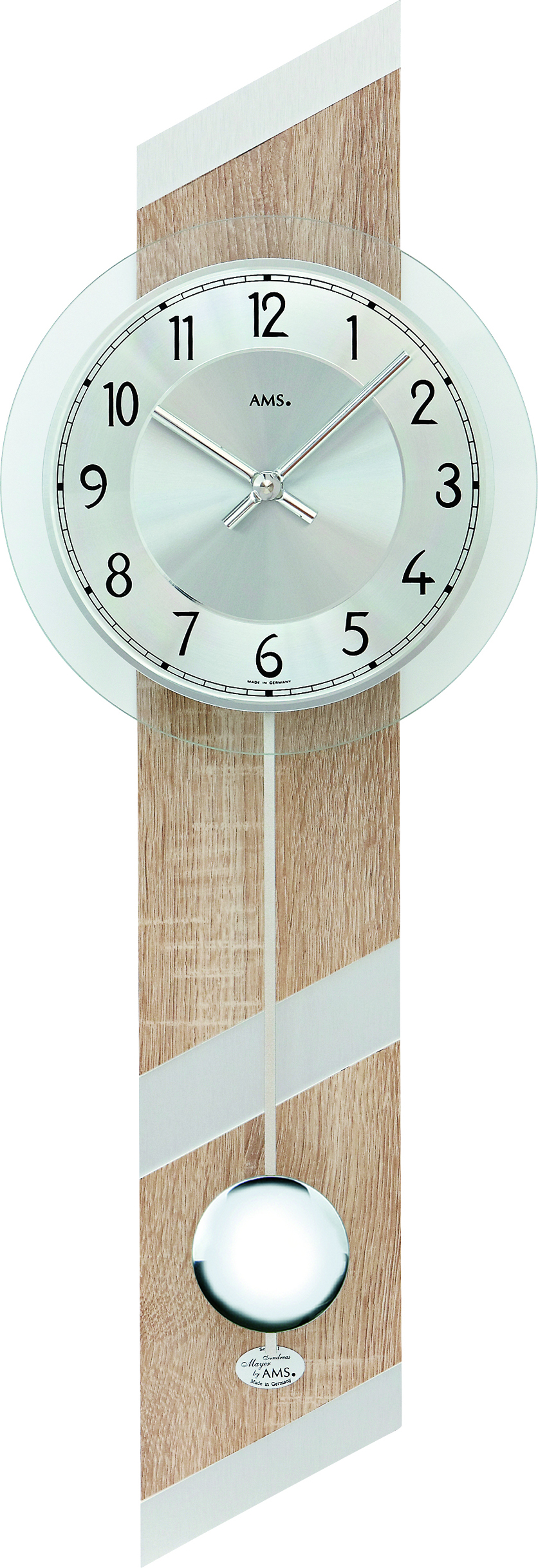 AMS Quarz-Pendeluhr, Quarz-Pendelwerk, 23x69x8cm, 7415