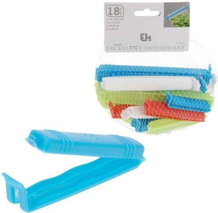 EXCELLENT HOUSEWARE Verschlussclips für Lebensmittelverpackungen Lebensmittelbeutel 18-teilig 24001090