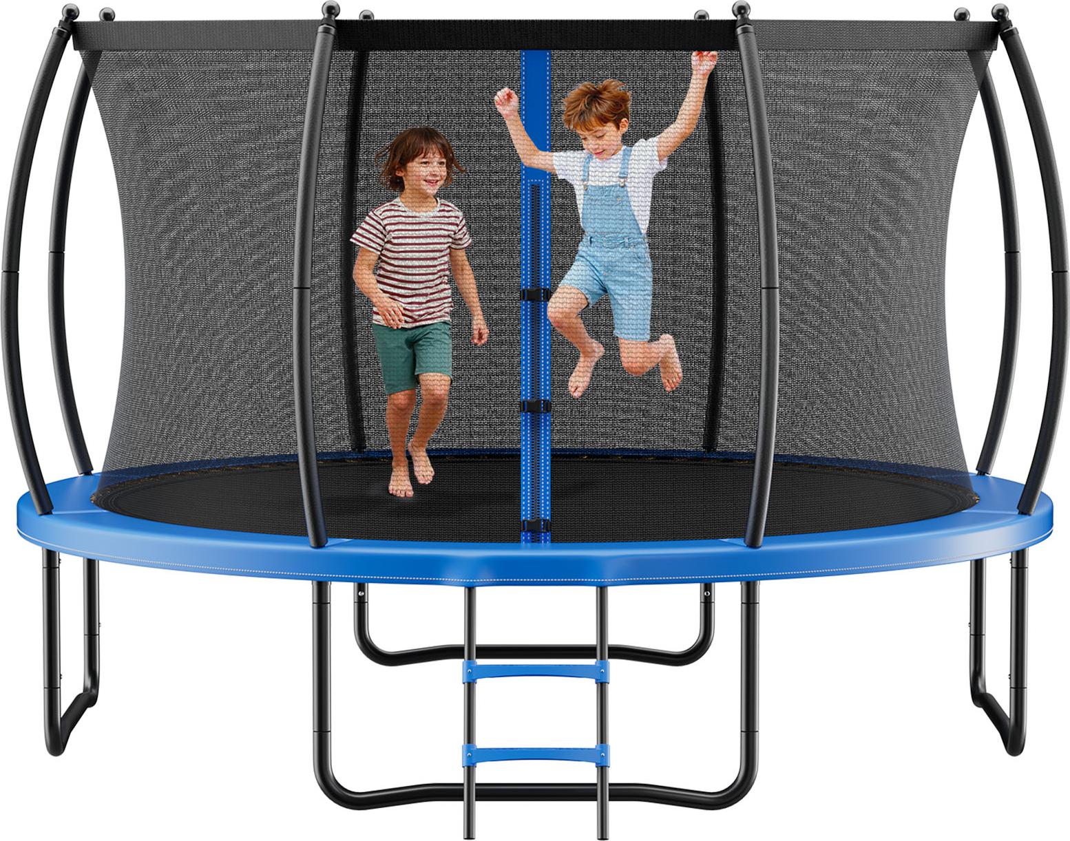 VEVOR vonkajšia trampolína zemná trampolína 427 x 427 cm s bezpečnostnou sieťou a zosilneným polstrovaním, testovaná podľa ASTM, vysoko výkonná trampolína, max. 204 kg nosnosť záhradnej trampolíny pre deti